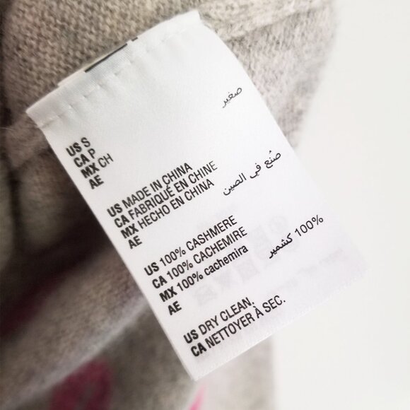 Charter Club 100% Cashmere Lipstick Lips Crewneck Sweater Gray Pink Size S $159 - Picture 10 of 15